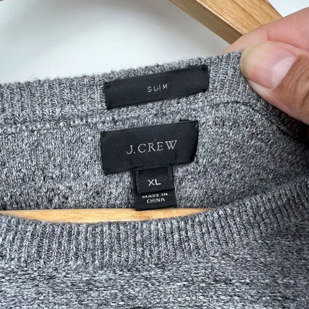 J. Crew Slim Heather Gray Long Sleeve Sweatshirt Men's XL